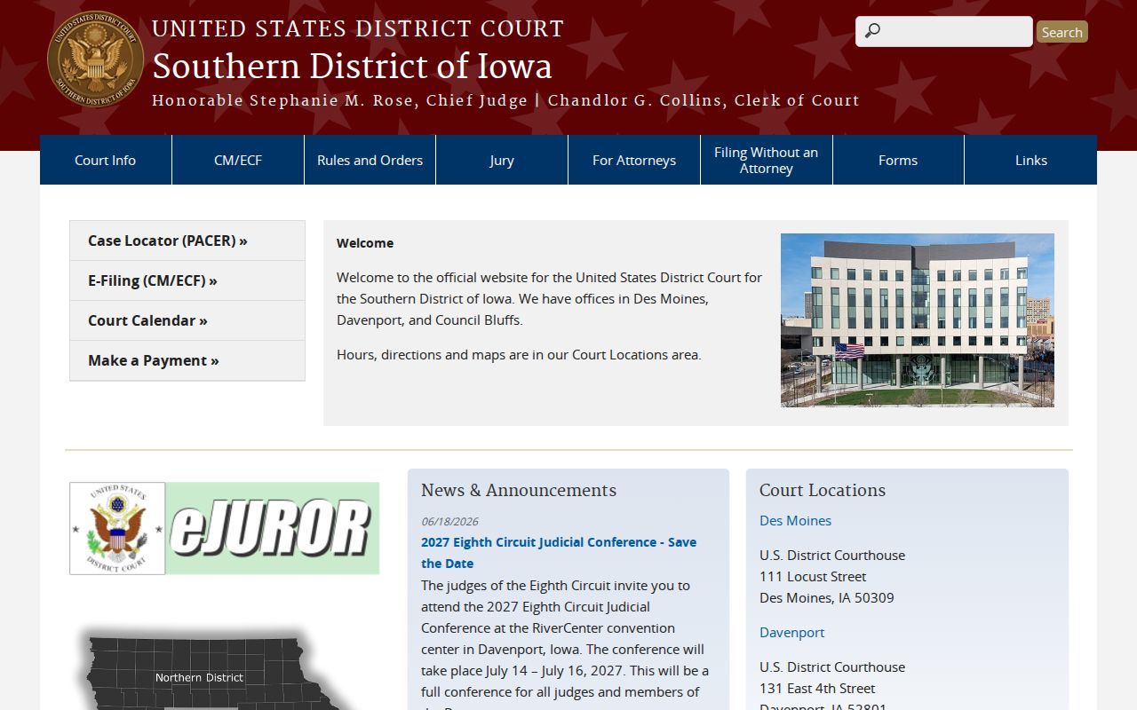 Northern District of Iowa federal layer for Hancock County criminal court cases