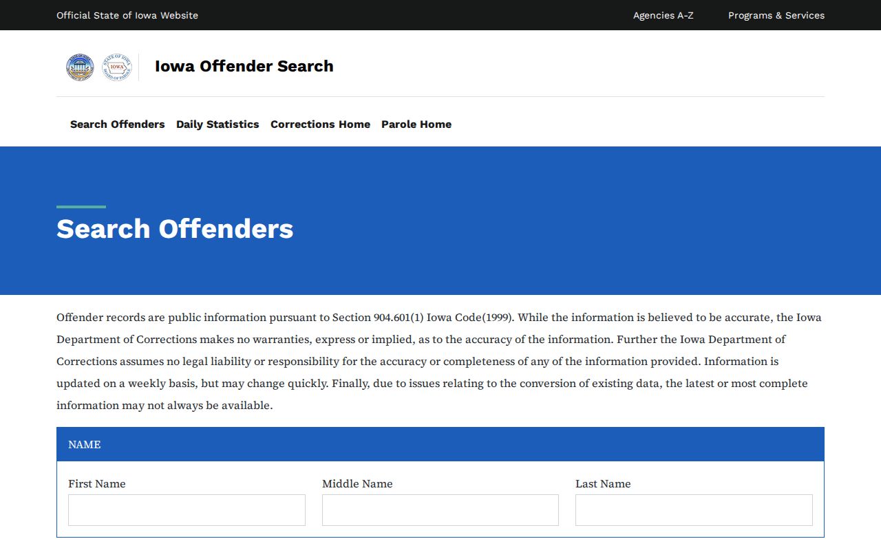 Hancock County criminal records in Iowa DOC Search Offenders