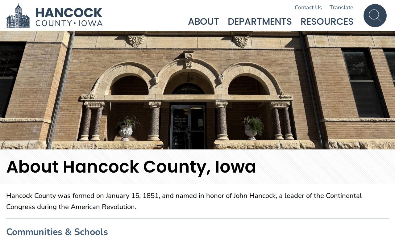 Historic Hancock County courthouse for criminal court records